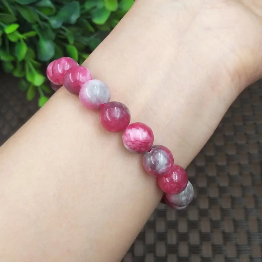 Pink jade red and green colorful ball beads powder du cute bracelet women's version 1018 | Украшения и аксессуары