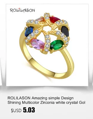 ROLILASON, Королевский гранат, кольца для женщин, золотой тон, никель, свинец, модные ювелирные изделия, огромный красный циркон, Кристальные кольца, США, Sz JR2026