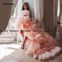 yipeisha lovely ball gown flower girl dress for wedding party gown high low tulle kid birthday princess dresses first communion