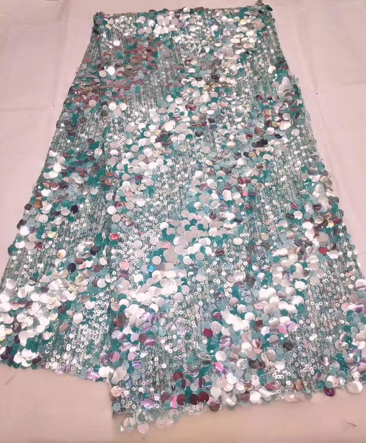 BLUE 2019 high quality sequence French Nigerian sequins net lace African tulle mesh fabric for dress 5 yards/lot | Дом и сад