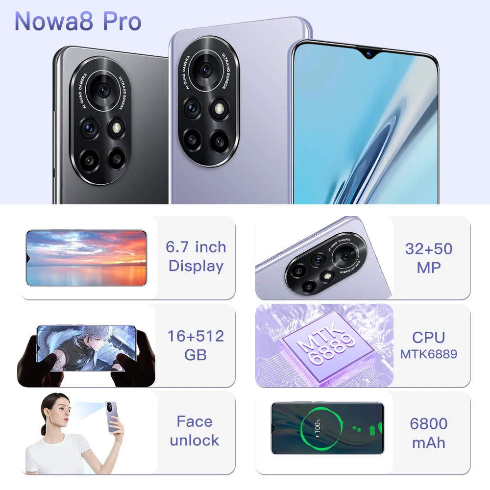 Новинка смартфон Nowa8 Pro телефон с диагональю экрана 7 3 дюйма разблокированный 10