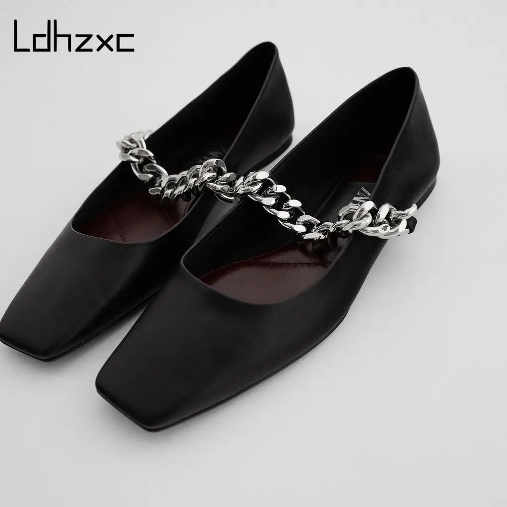 

LDHZXC 2021 Vintage Genuine Leather Pumps Chunky Mid-Heeled Hot Women Shoes Pointed Toe Dress Sexy V Design Retro Female Shoes