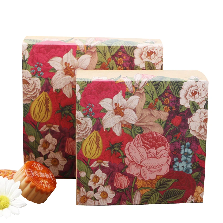 10 шт./лот лунные пирожные выпечки печенья цветочная упаковка подарочная коробка