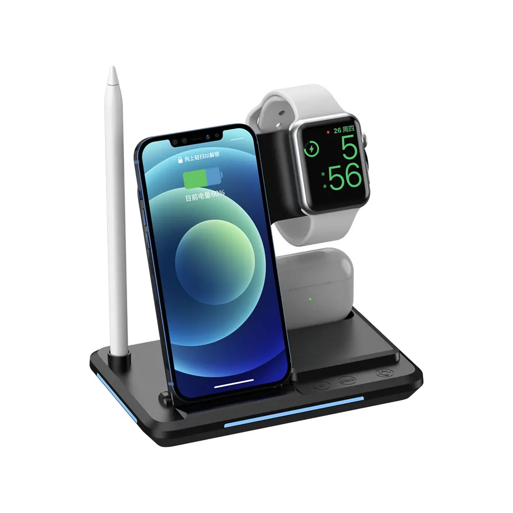 

4 in 1 Wireless Charger For iPhone 13 12 Samsung Note 20 10 9 8 AirPods Pro iWatch Fast Charging Wireless Chargers Holder Stand