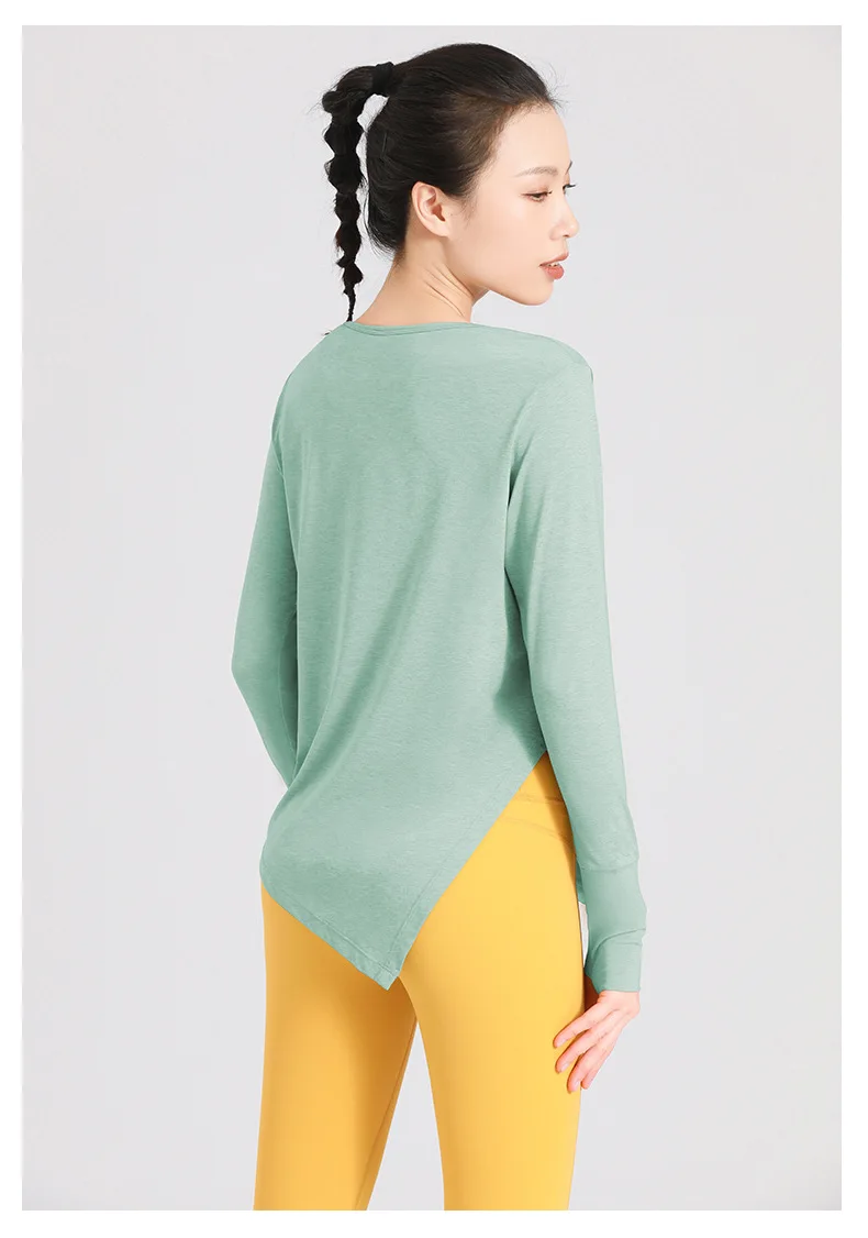 Women Tops Yoga Clothes Women Spring and Summer Breathable and Quick-drying Nude Loose Long-sleeved T-shirts Running Fitness