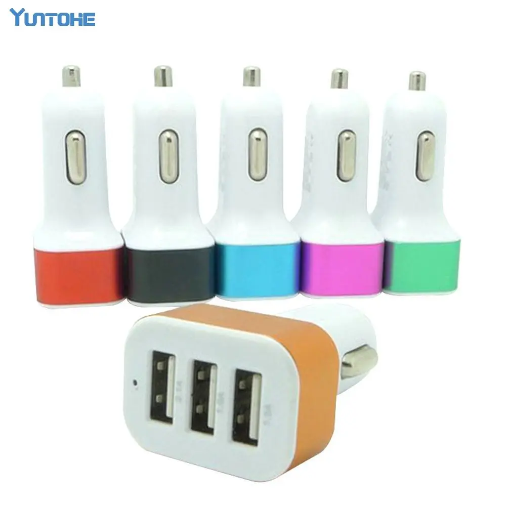 100 шт. * Универсальный Micro Mini 3 USB порт 3.1A автомобильное зарядное устройство DC 12 В