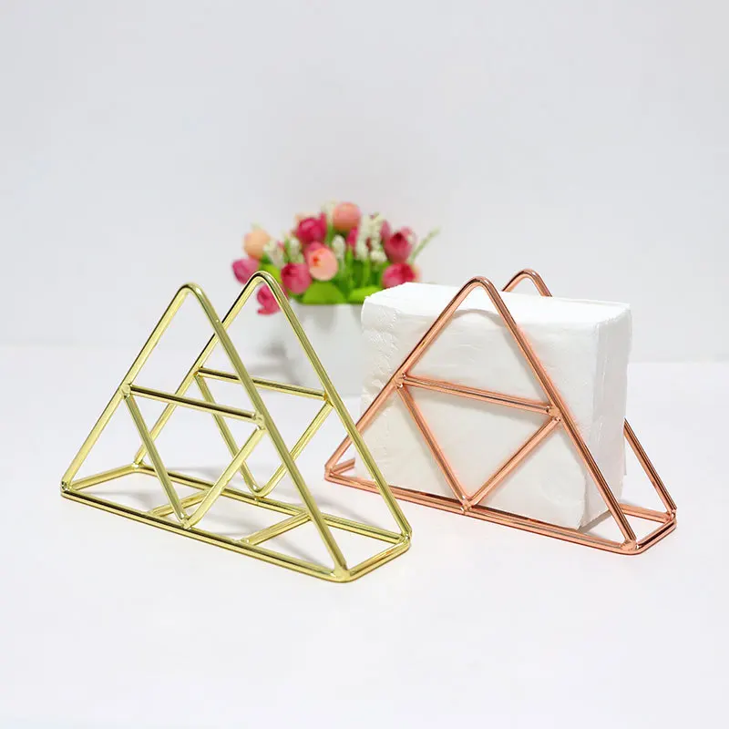 

Nordic Wrought Iron Paper Towel Rack Metal Vertical Triangle Napkin Rock Cafe Hotel Paper Clip Dining Table Storage Rack