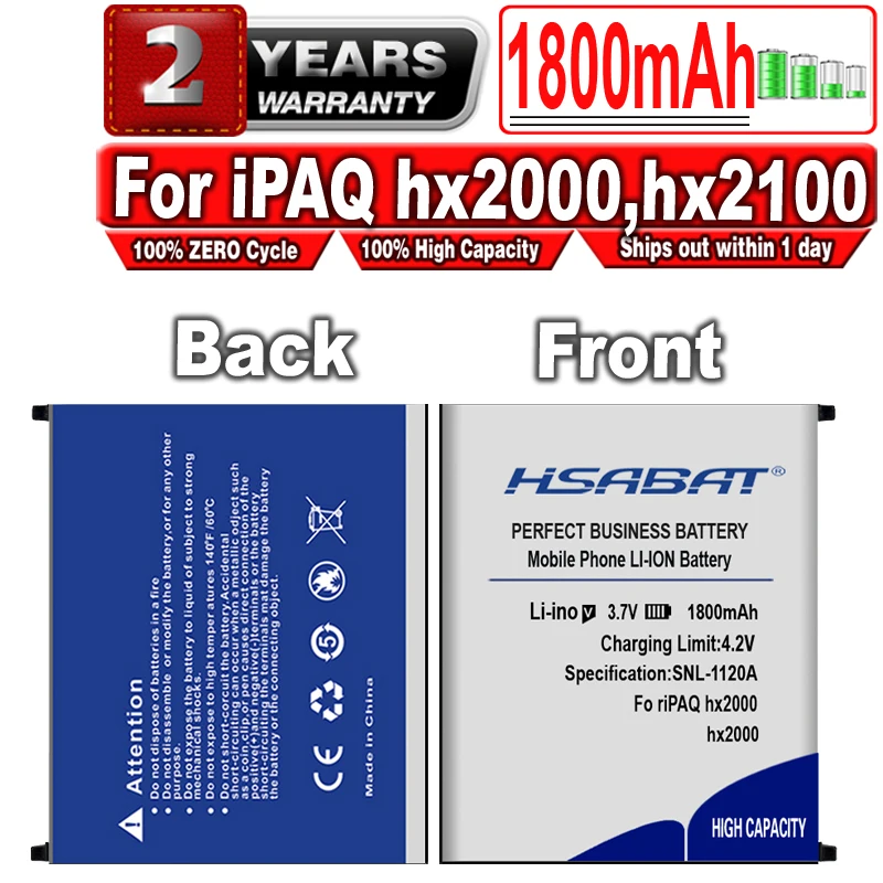 Аккумулятор HSABAT 1800 мАч для HP iPAQ hx2000 hx2100 hx2110 hx2115 hx2190 hx2195 hx2400 hx2410 hx2415 hx2490 hx2495 hx2700 hx2750 |