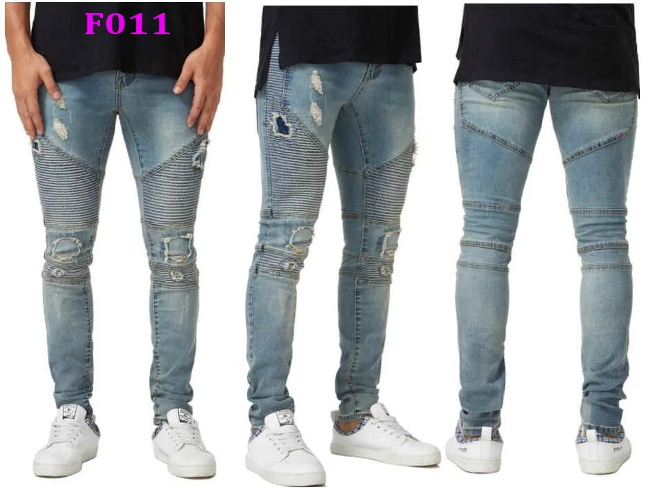Men Jeans Elastic Waist Skinny Jeans Stretch Ripped Jeans Mens Denim Pants Embroidered Stretch Slim Print Jeans Multiple Styles