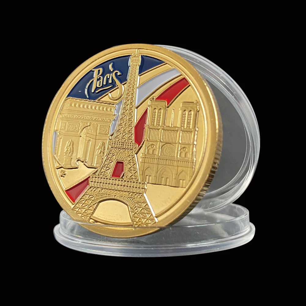 

France Paris Challenge Coin Metal Eiffel Tower Arc De Triomphe Commemorative Gifts