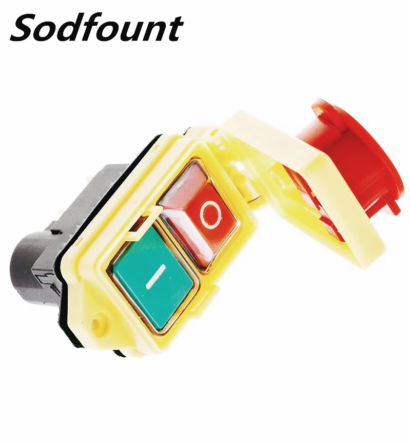 

250V 16A IP54 Start Stop Switch No Volt Release With Emergency Stop Waterproof Push Button Electromagnetic switch for machine