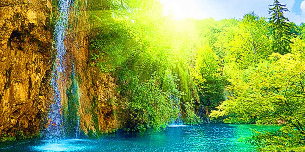 Алмазная вышивка, водопад, пейзаж, алмазная живопись, полный, вышивка крестиком, рукоделие, Круглый, горный хрусталь, мозаика, украшение, 5D, сделай сам - Цвет: 21