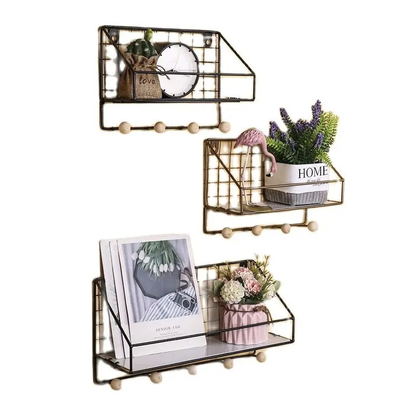 Nordic Ins Home Living Room Wall Iron Art Wooden Small Ball Hook Rack DIY Decoration Porch Kitchen Storage Organizer | Дом и сад