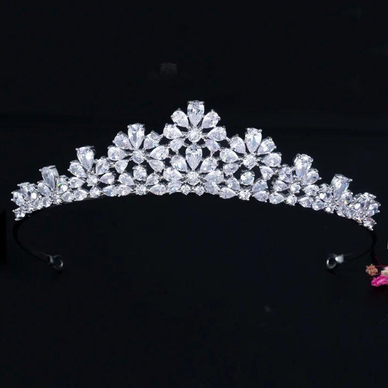 Pera блестящий цветок кубический цирконий кристалл элегантный головной убор