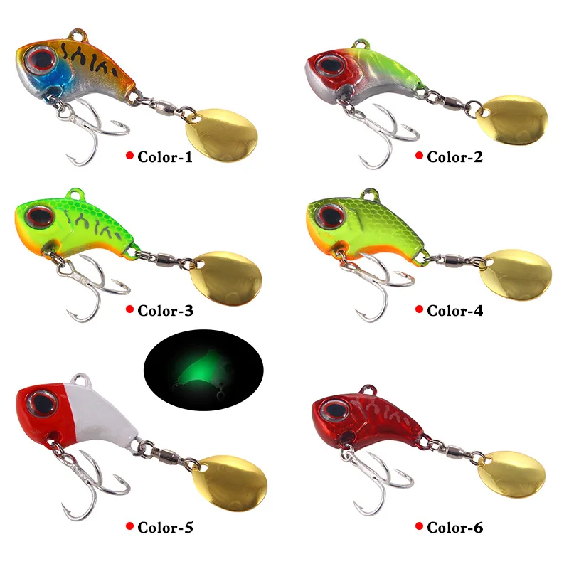 

Shot Metal VIB Lure With Rotating Sequin Spoon Spinner Jig Fishing Lure 9g/13g/16g/22g Fishing Tackle Pin Crankbait