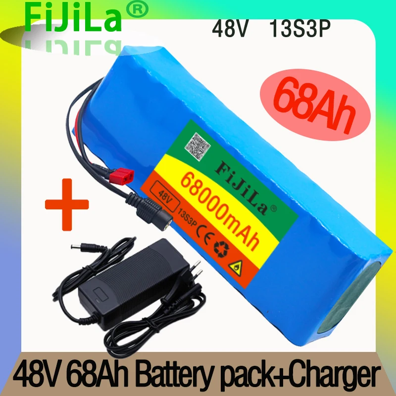 

48V 68000mAh 1000 watt 13S3P 18650 battery MH1 54.6v e-bike scooter with 25A discharge BMS with+ charger