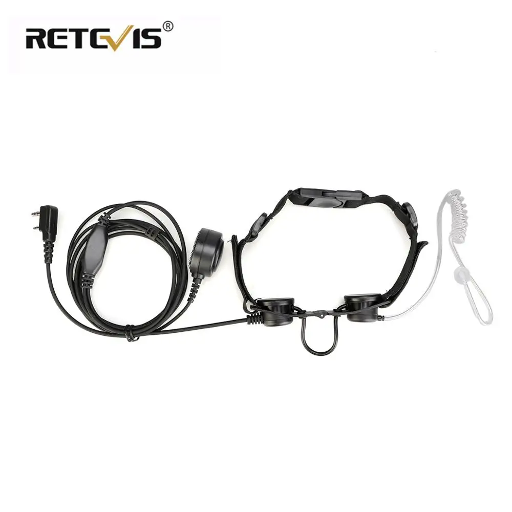 Retevis ETK003 2 контактный горловой микрофон с пальцем PTT ларингфон для Kenwood TYT Walkie talkie