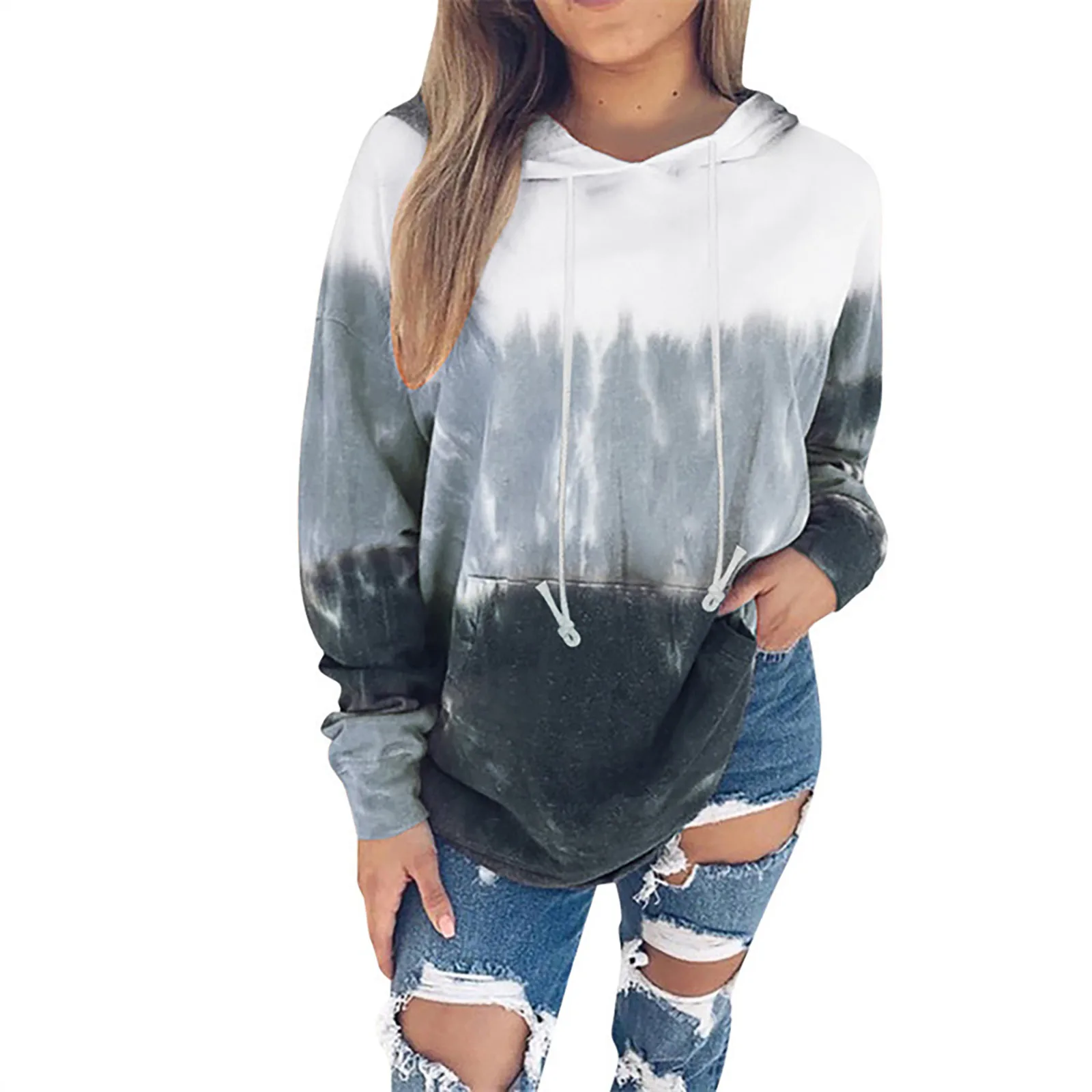 

Oversize Printed Hoodies Women Casual Splicing Loose Hooded Loose Long-sleeve O-neck Streetwear Hoodie Sudaderas Con Capucha