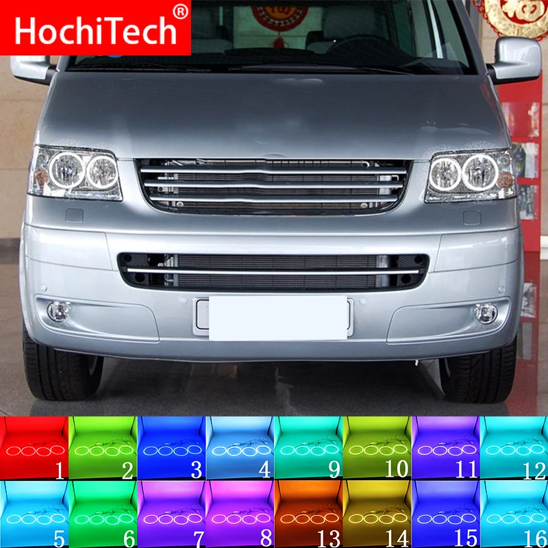

Headlight Multi-color RGB LED Angel Eyes Halo Ring Eye DRL RF Remote Control For Volkswagen VW Multivan T5 2003-2009 Accessories