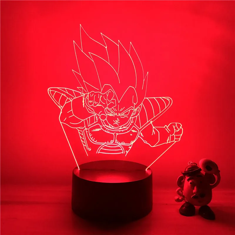 3D светодиодный ночной Светильник Dragon Ball Z Goku Super Saiyan, экшн-фигурка, 7 цветов, сенсорная Оптическая иллюзия, настольная лампа, режим украшения дома