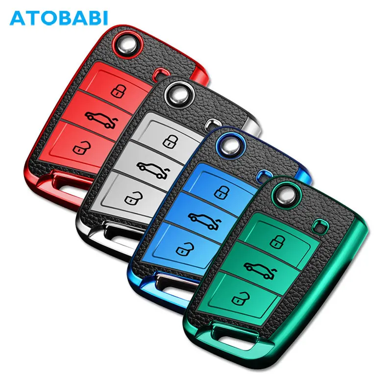 ТПУ чехол для ключей от автомобиля из кожи Volkswagen VW Golf 7 MK7 Seat Ibiza Leon возраст: 2 Altea в