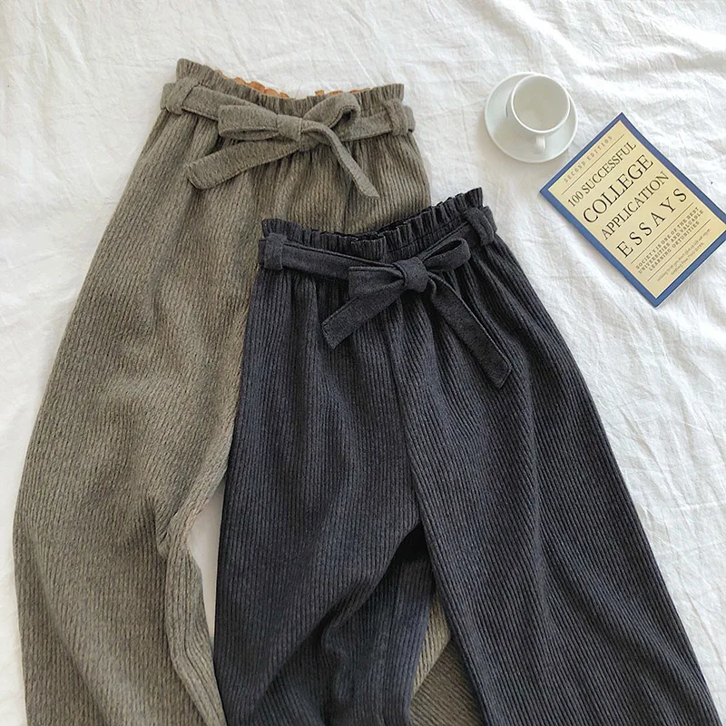 Женские шерстяные брюки с широкими штанинами повседневные Свободные высокой