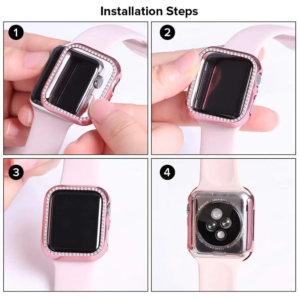 Чехол для Apple Watch 6 band 44 мм 40 цветной защитный чехол часов с бриллиантами бампер iwatch