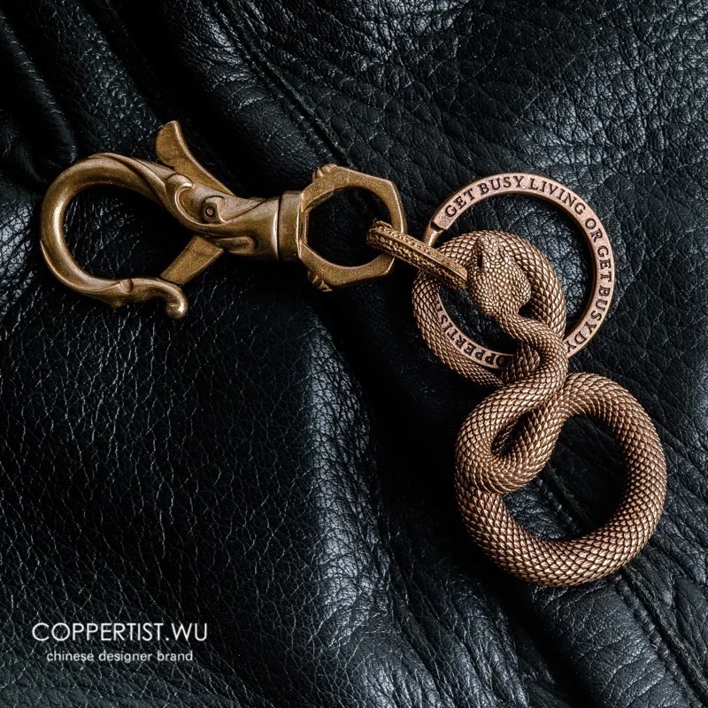 Type12(zircon eye) Coppertist. Wu змей бронзовый брелок латунный брелок для ключей ручной работы Золотой Модный Животное змея кольцо для ключей с сумочкой кулон панк-рок - Цвет: Type12(zircon eye)