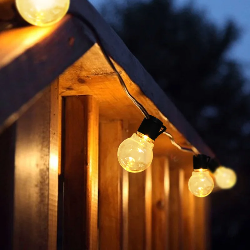 

Уличная гирлянда, светодиодная уличная гирлянда с лампочками G50 на солнечной батарее в качестве Рождественского украшения, лампа для дома, внутреннего праздничного освещения
