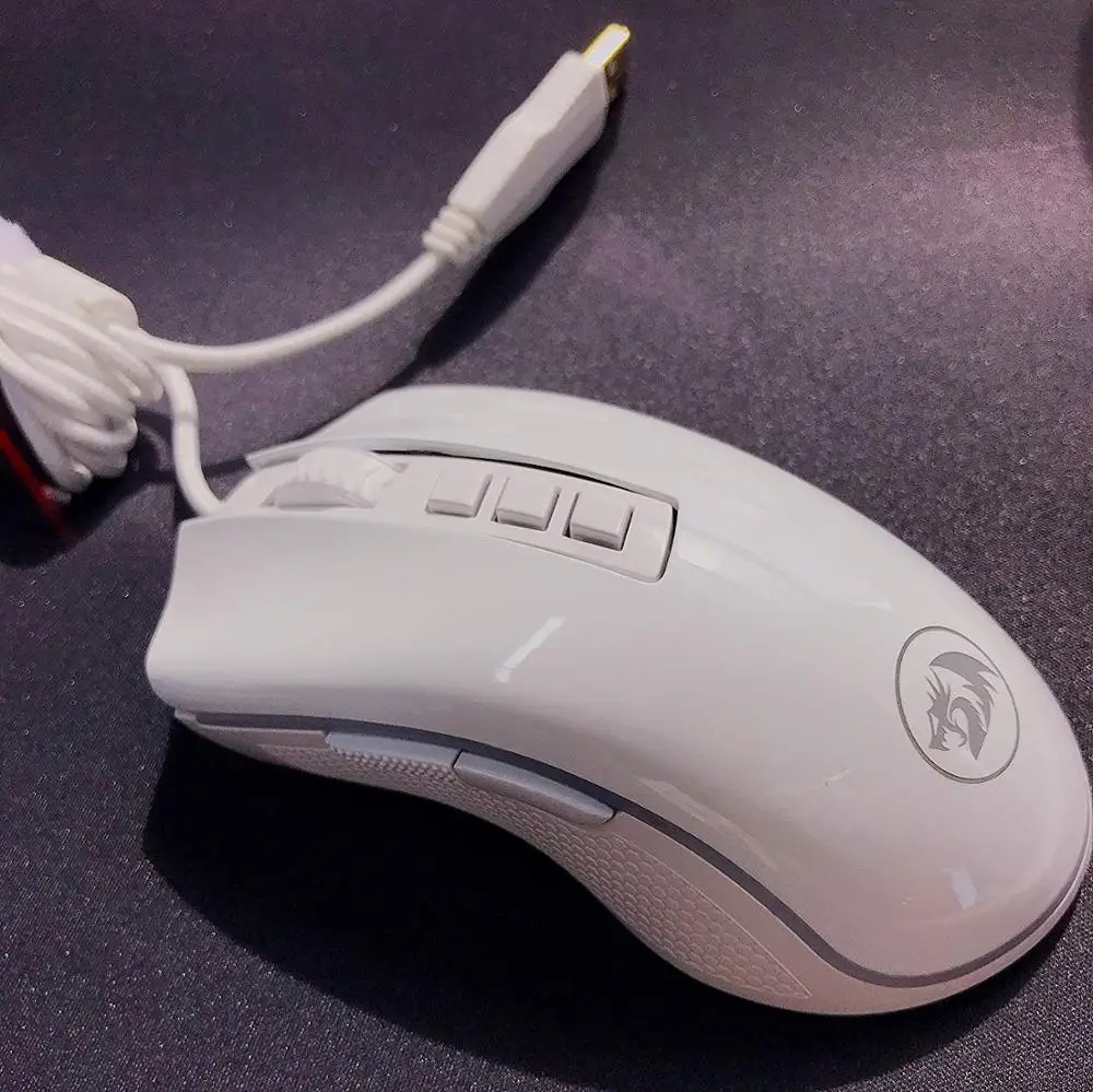 Игровая мышь Redragon M711 Cobra RGB версия белого цвета, Проводная оптическая мышь 10000 dpi с высокоточным входом, 7 макрокнопок