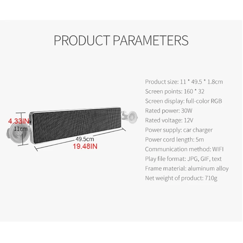 

LED RGB Full Color Sign Message Display Board for Car Windows and Business StorefrontsText, Animation, Pictures Can Be F19A
