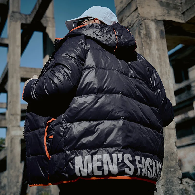 Большой Модный корейский мужской пуховик зимнее пальто для мужчин 90% белый на