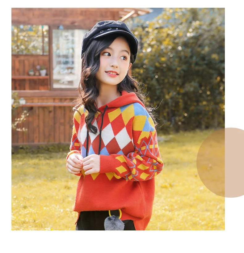 Autumn Winter Colorful Girls Sweaters Coat 10 12 14 years Thicken Warm Hoodies for Junior Students Casual Teenage Girl Clothing | Детская