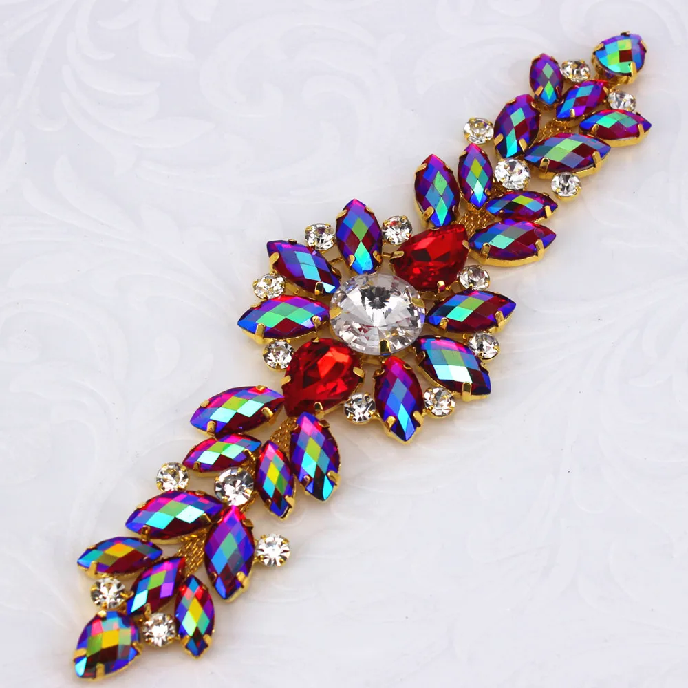 Цветочное оформление для свадебного вечернего платья 18 2 Х5 5 см AB нашивка со