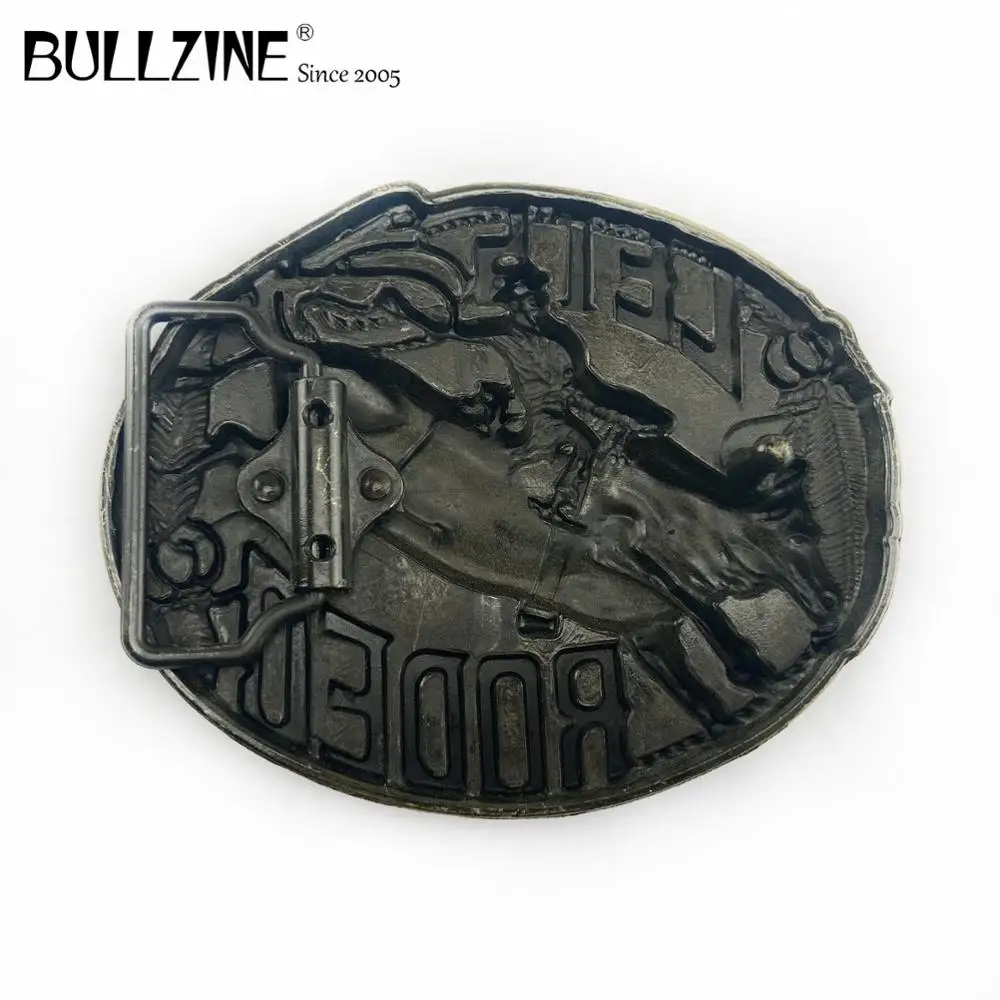 В Bullzine Пряжка для ремней Rodeo с античная латуневая отделка FP 02627 2 подходит детей на