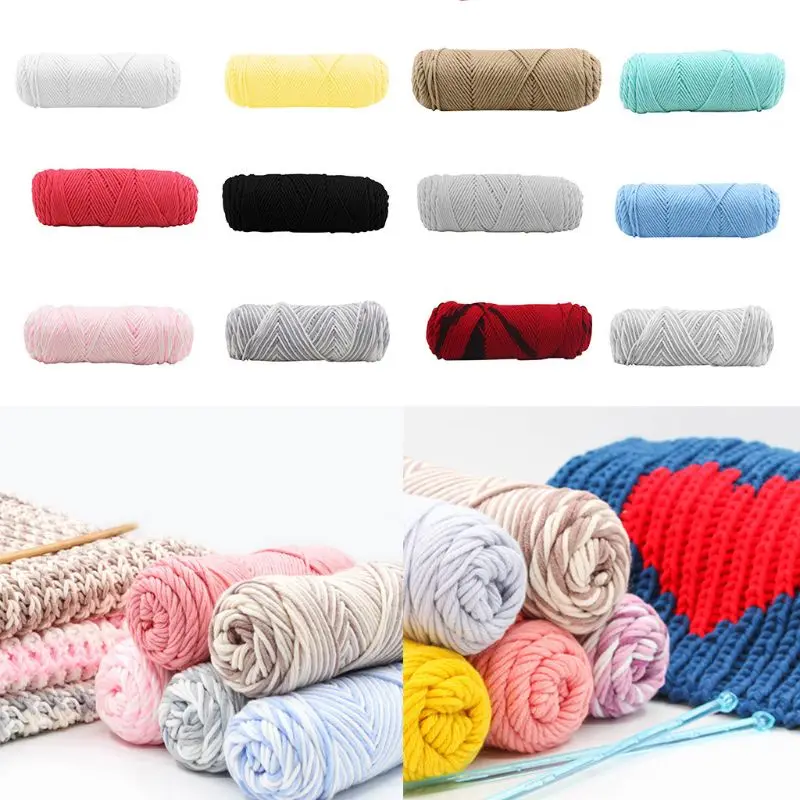 

100g/Ball Rayon Milk Cotton Hand Knitting Yarn Thick 8 Strand Crochet Hand-Woven Faux Wool Chunky Thread for Baby Scarf