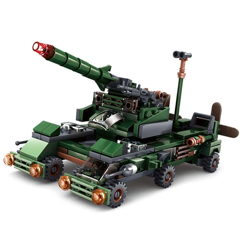 

Small particle assembled building block tank compatible with six-in-one military building block model boy educational toy