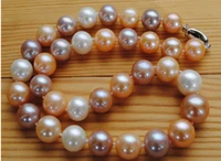 huge 9 10mm south sea round multicolor pearl necklace 18inch 925s