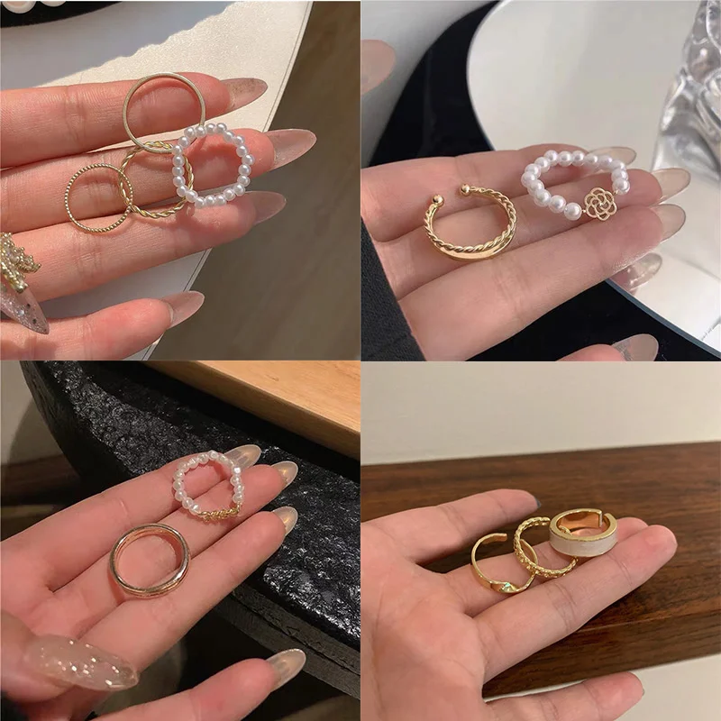 

Trendy Boho Midi Knuckle Ring Set For Women Crystal Geometric Finger Rings Fashion Bohemian Jewelry 1pack