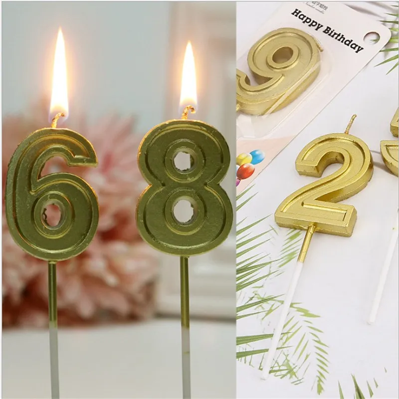 Cakelove 1 шт. 0-9 Золотые свечи-цифры на день рождения для дня рождения свечи номер 0-9 свечи для торта топпер для детей