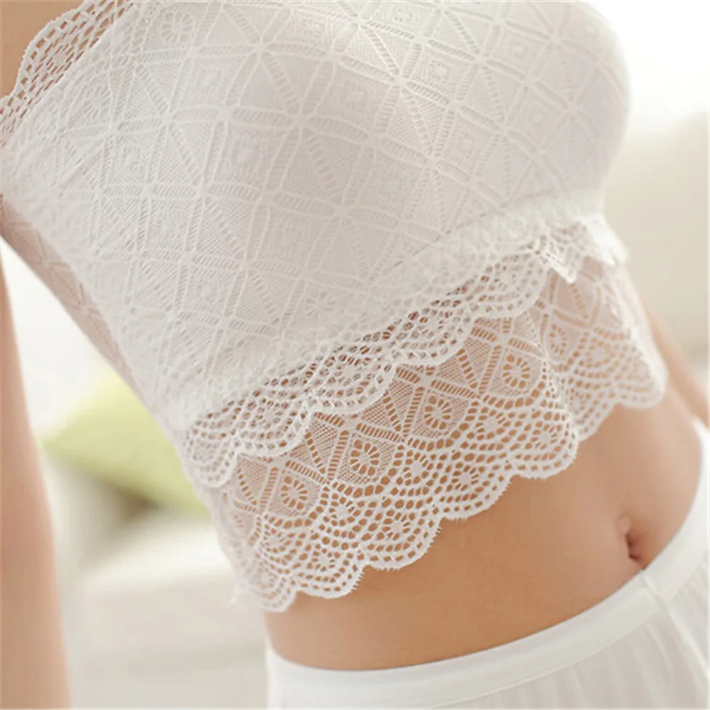 

Women Summer Sexy Lace Tube Tops Camisole Bandeau Slim Sexy Girl Gifts Black White 1PCS