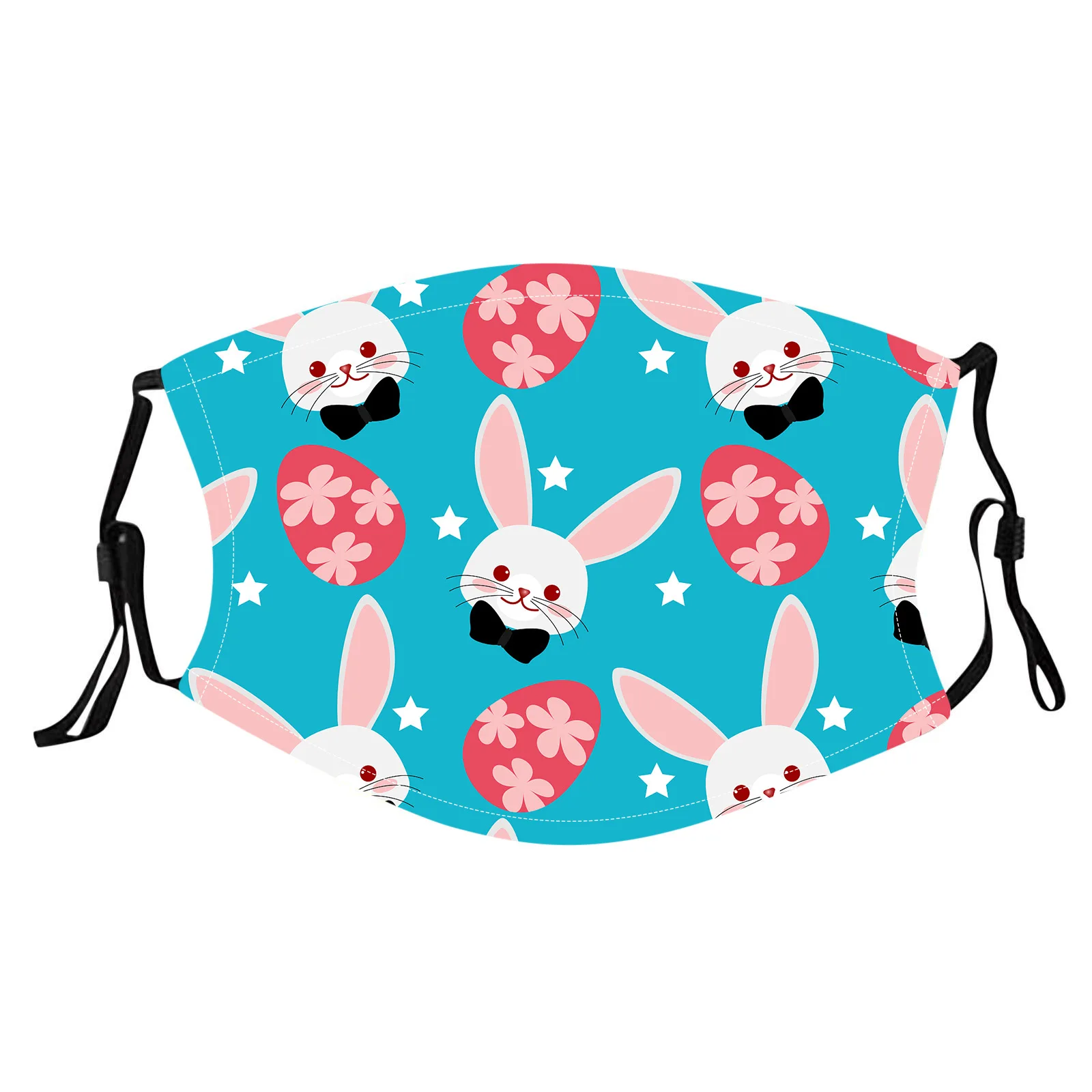 

Kids Washable Reusable Face Mask Easter Bunny Egg Printing Mouth Masks for Kids with 5-layer Filter Activated Carbon Anti Dust