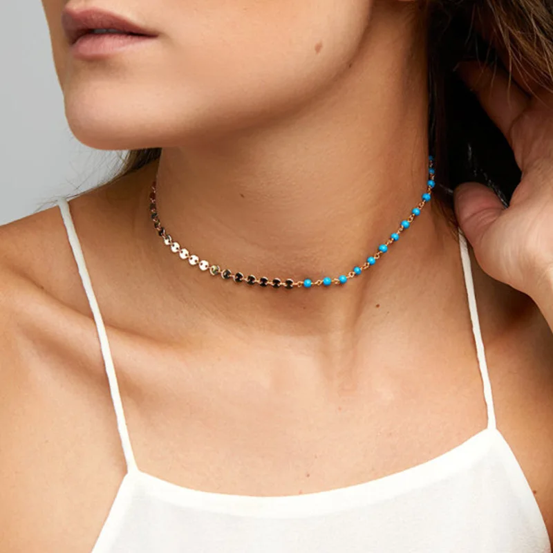 GWACC 2019 модное золотое ожерелье чокер с блестками для женщин имитация камня