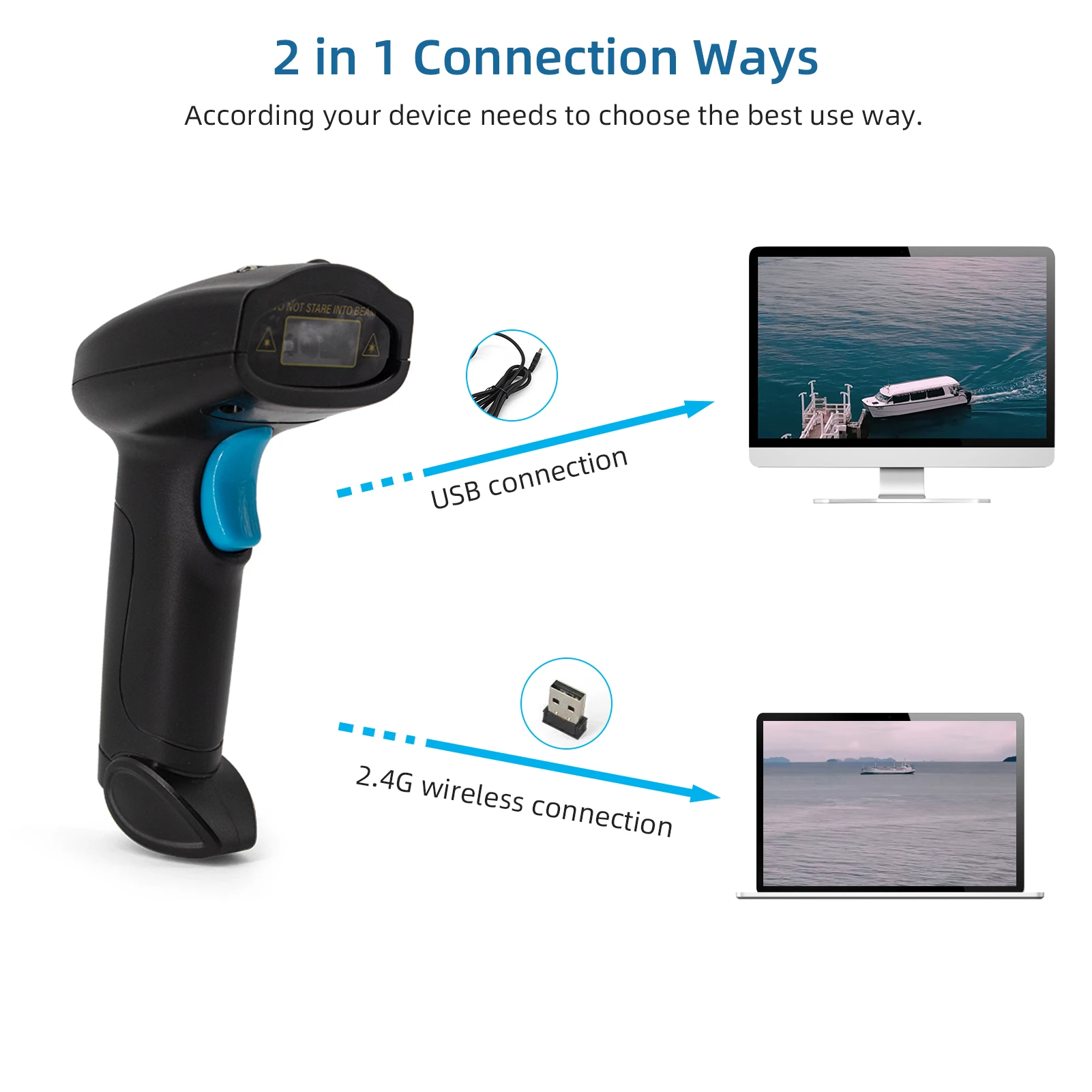 Сканер штрих-кода 1D и 2D беспроводной USB-сканер | Компьютеры офис