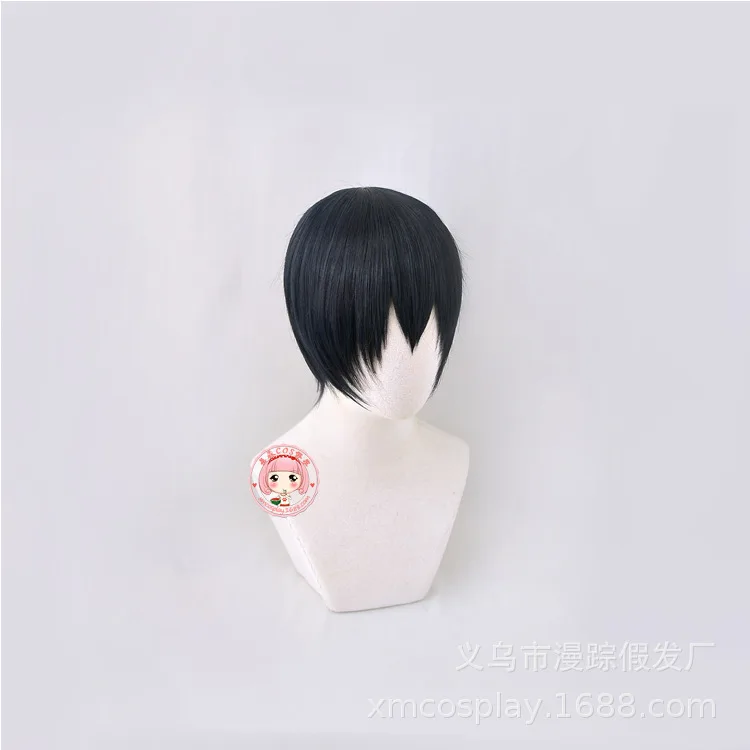 Haikyuu! Парик для косплея из аниме Tobio Kageyama короткий пурпурно-синий черный волейбола