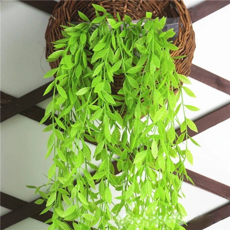 

5-forked Willow Leaf Simulation Wall Hanging Green Plant