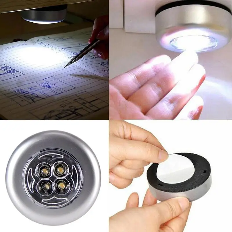 

Kastkast 4LED nachtlampje rond aanraaklicht met batterij light sticky button O3C3