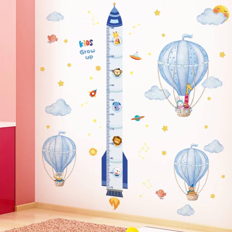 

[SHIJUEHEZI] Hot Air Balloons Wall Stickers DIY Cartoon Rocket Wall Decals for Kids Rooms Baby Bedroom Children Home Decoration