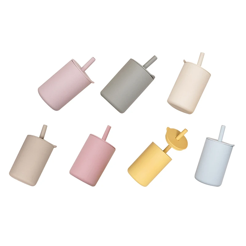 

Toddler Cup Kids Silicone Training Cup With Straw Sprill Proof Sippy Cup Drinking Water Cup For Baby Boys Girls