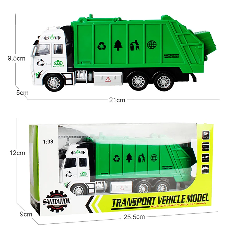 1:32 мусоровоз игрушечный мусорный коллектор ясень мини литая модель машины из